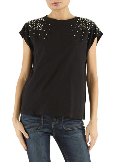 Ramy Brook Amelia Embellished Tee in Black