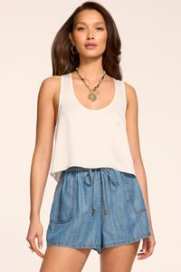 Ramy Brook Annalise Chambray Mini Short in Light Chambray