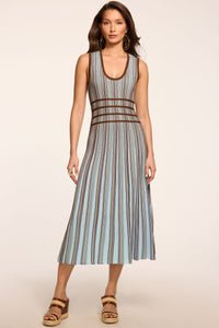 Ramy Brook Arlette Striped Knit Midi Dress in Sepia