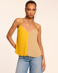Ramy Brook Eda Colorblock Pleated Tank Top in Daisy - Estilo Boutique