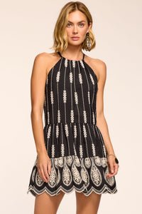 Ramy Brook Kaelyn Embroidered Mini Dress in Black Lace