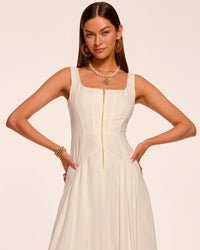 Ramy Brook Moria Zip Front Midi Dress in Ivory