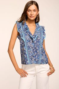Ramy Brook Samson Sleeveless Top in Navy Floral