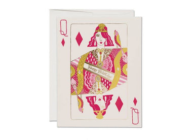 Red Cap Cards Queen of Diamonds Birthday Card