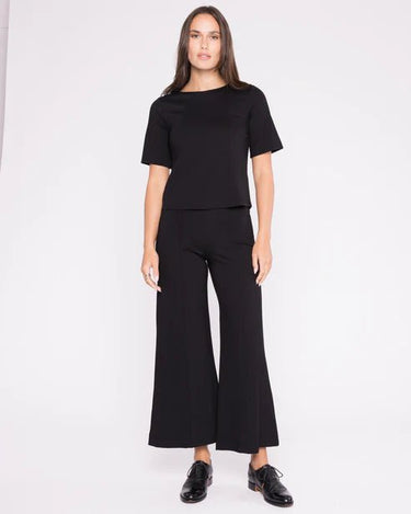 Ripley Rader Ponte Knit Wide Leg Pant Cropped in Black