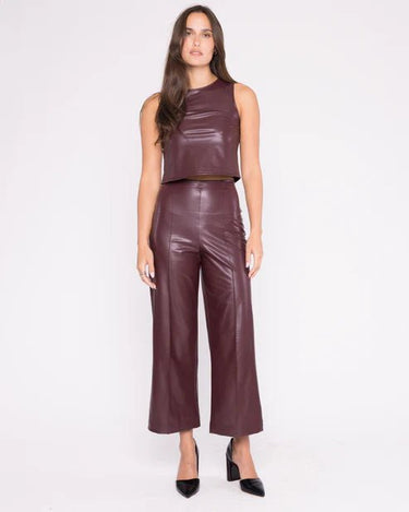 Ripley Rader Vegan Leather Cropped Straight Leg Pant in Oxblood