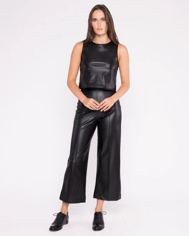 Ripley Rader Vegan Leather Straight Leg Pant Cropped in Black