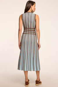 Ramy Brook Arlette Striped Knit Midi Dress in Sepia