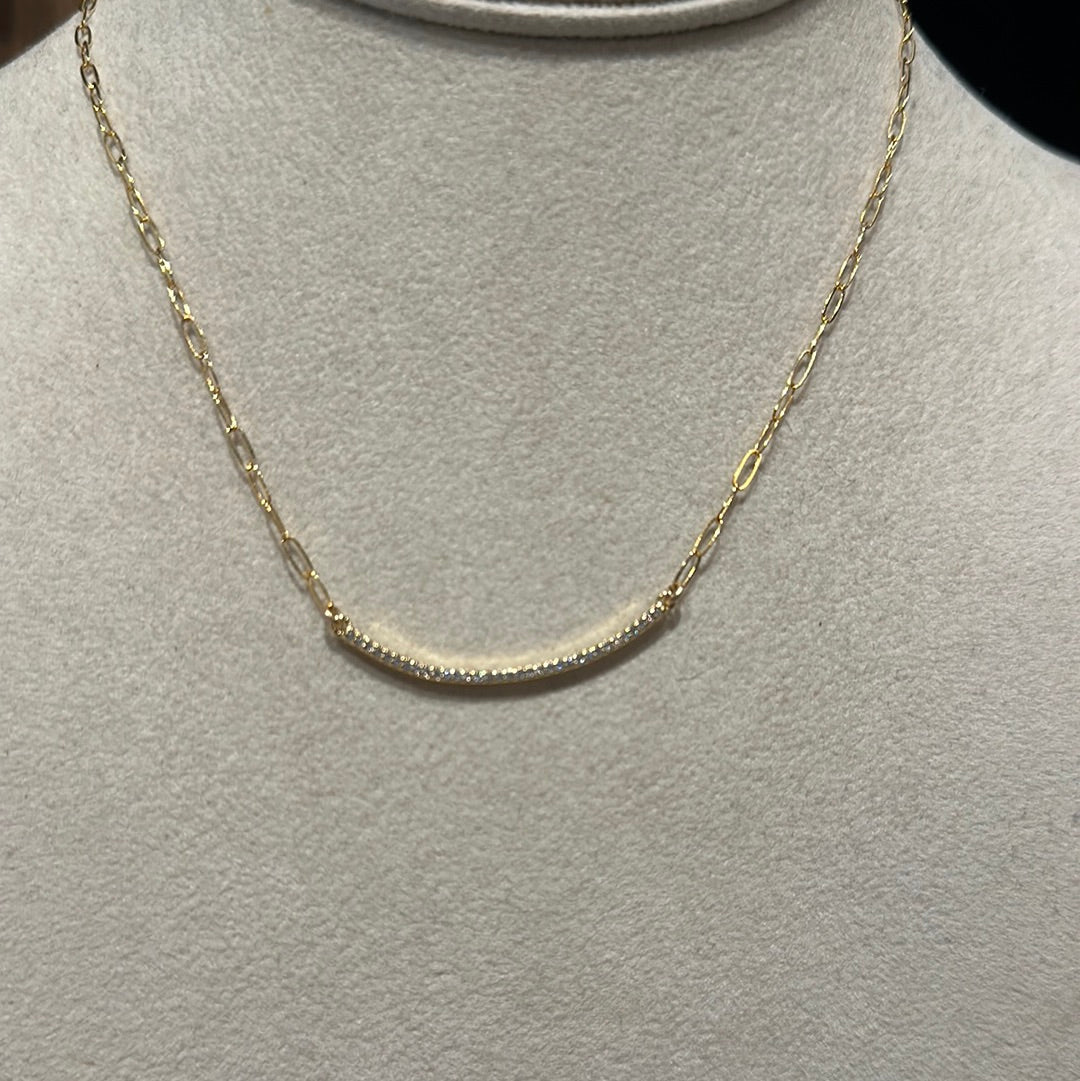 Ruby & Violet CZ Gold Bar Chain Necklace - Estilo Boutique