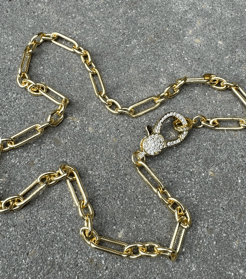 Ruby & Violet Link Necklace with Pave Clasp - Estilo Boutique