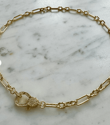 Ruby & Violet Link Necklace with Pave Clasp - Estilo Boutique