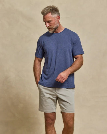 Rye 51 The Luxe Supima Heather Double Trim Crew Tee in Navy