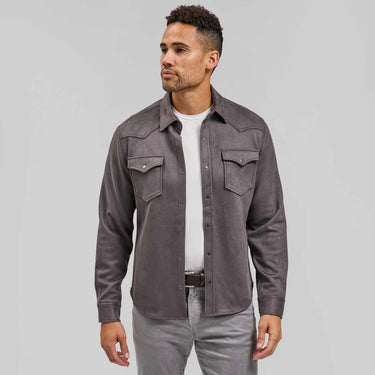 Rye 51 The Wyatt Microsuede Shirt Jacket in Smoke