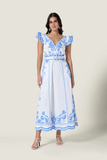 Scarlett Poppies Valmira Dress in Simply White Blue
