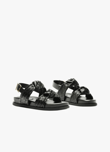 Schutz Kareena Braided Leather Sandals in Black - Estilo Boutique