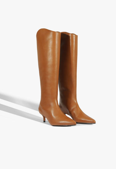 Schutz Maryana Lo Wide Leather Boot in Cuoio Brown