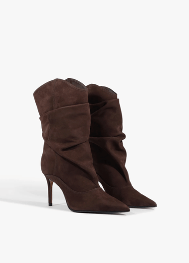 Schutz Maryana Slouch Nubuck Bootie in Root Brown