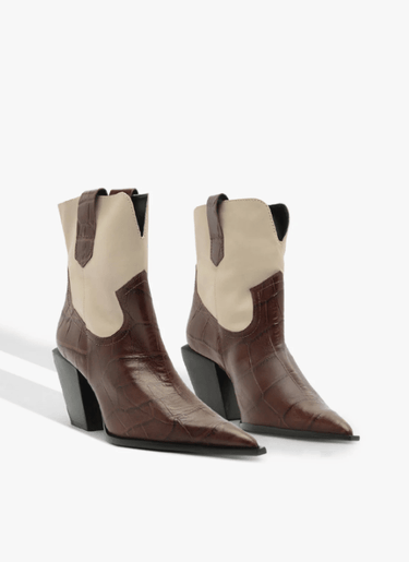 Schutz Memphis Croc Bootie in Root Brown