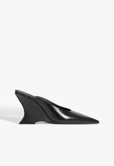 Schutz Siena Buckle Mule Leather Pump in Black