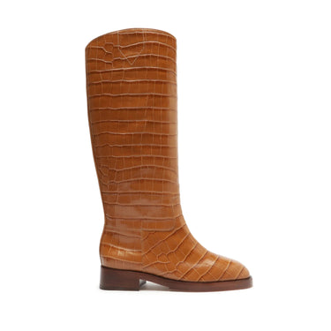 Schutz Terrance Up Leather Boot in Miele - Estilo Boutique