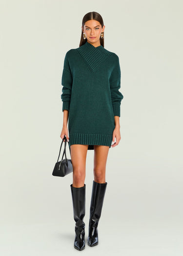 Seroya Dessa Chunky Knit Sweater Dress in Evergreen
