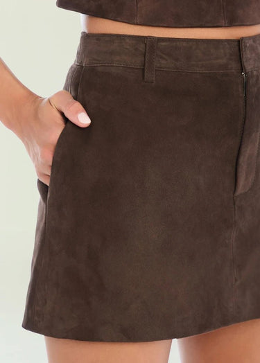 Seroya Torrance Suede Mini Skirt in Tobacco