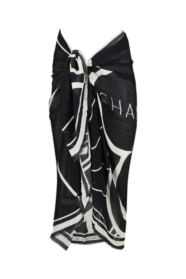 Shani Shemer Black Print Pareo in Black and White