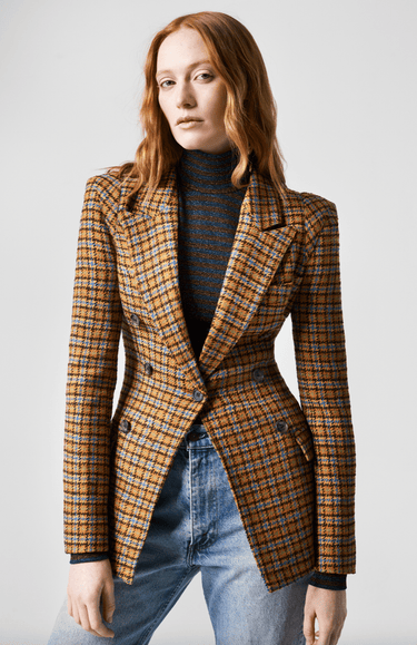 Smythe No A Db Pagoda Blazer in Umber Tweed - Estilo Boutique