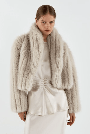 Sofia Irina Giselle Cropped Coat in Champagne