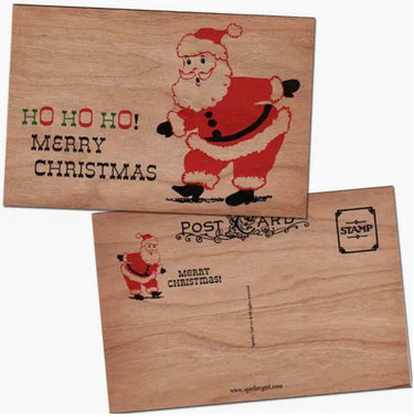 Spitfire HO HO HO Santa Wood Postcard