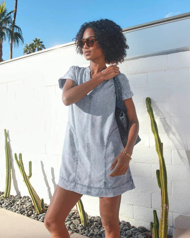 Splendid Ivy Mini Dress in Bleached Indigo