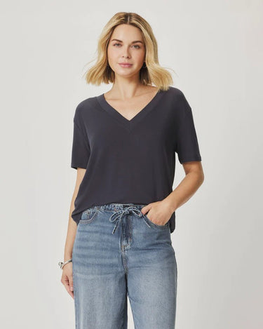 Splendid Kacey Bamboo V - Neck Tee in Lead