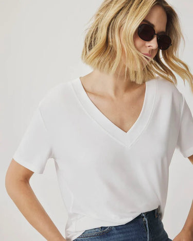 Splendid Kacey Bamboo V - Neck Tee in White
