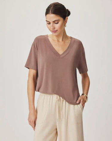 Splendid Kacey Bamboo V - Neck Tee in Wicker