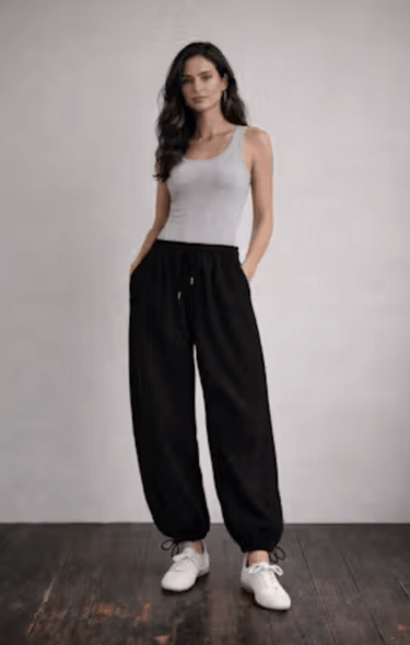 Stateside Stretch Twill Parachute Pants in Black