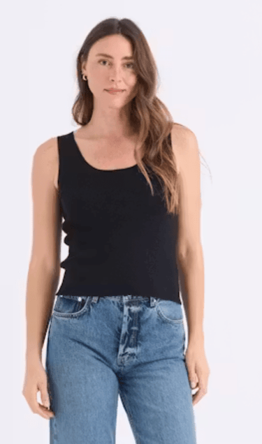 Stitches + Stripes Opal Tank in Black