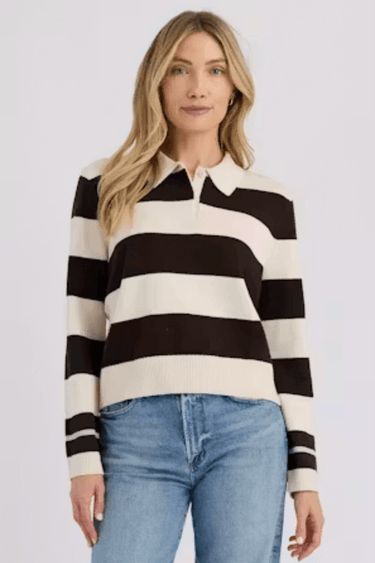 Stitches + Stripes Shawn Polo Sweater in Cream
