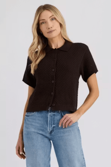 Stitiches + Stripes Andre Polo Top in Carob