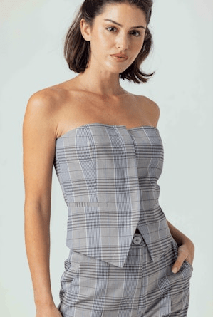 Sundays Arlin Top in Bordeaux Plaid
