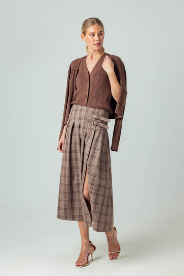Sundays Casini Skirt in Mocha Plaid