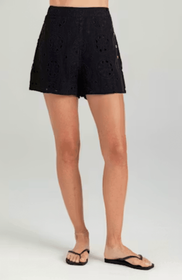 Sundays Linen Cutout James Shorts in Black