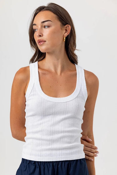 Sundays Pointelle Danny Tank in White