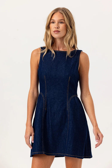 Sundays Rae Dress in Dark Wash Denim