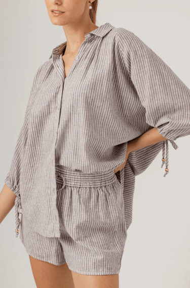 Sundays Stone Stripe Fisher Shirt in Stone Stripe