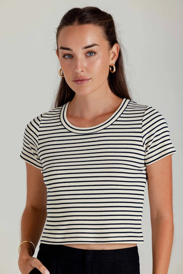 Sundays Stripe Brother Tee in Sailor