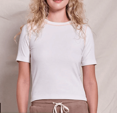 Sundry Contrast Stitch Tee in Oyster - Estilo Boutique