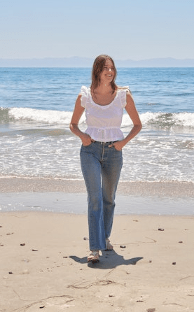 Sundry Ruffle Top in Optic White