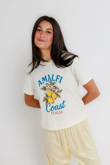 Sunny Somewhere Amalfi Coast Italia Everyday Tee in Off White