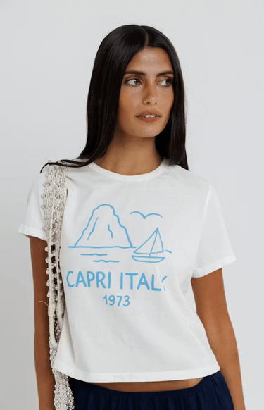 Sunny Somewhere Capri Italy Tee in Off White