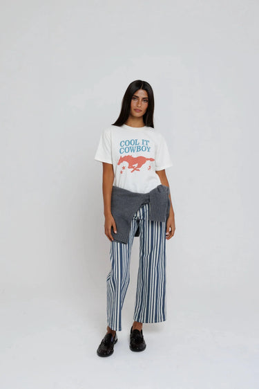 Sunny Somewhere Cool It Cowboy Tee in Off White